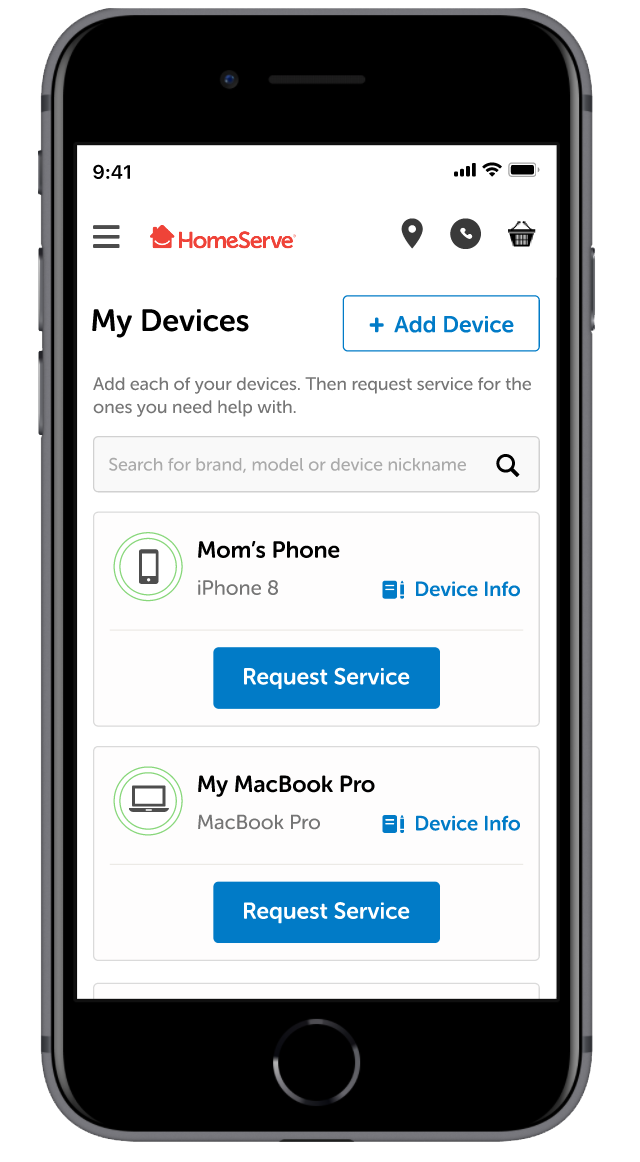 A picture of an iPhone on the screen is a place to add devices this illustrates the payment portal project